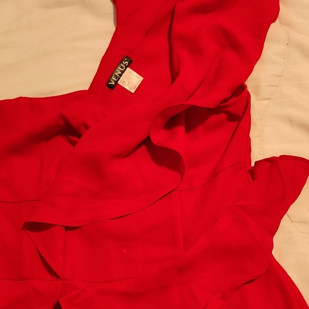 VENUS Red Ruffled Jumpsuit - Picture 3 of 6